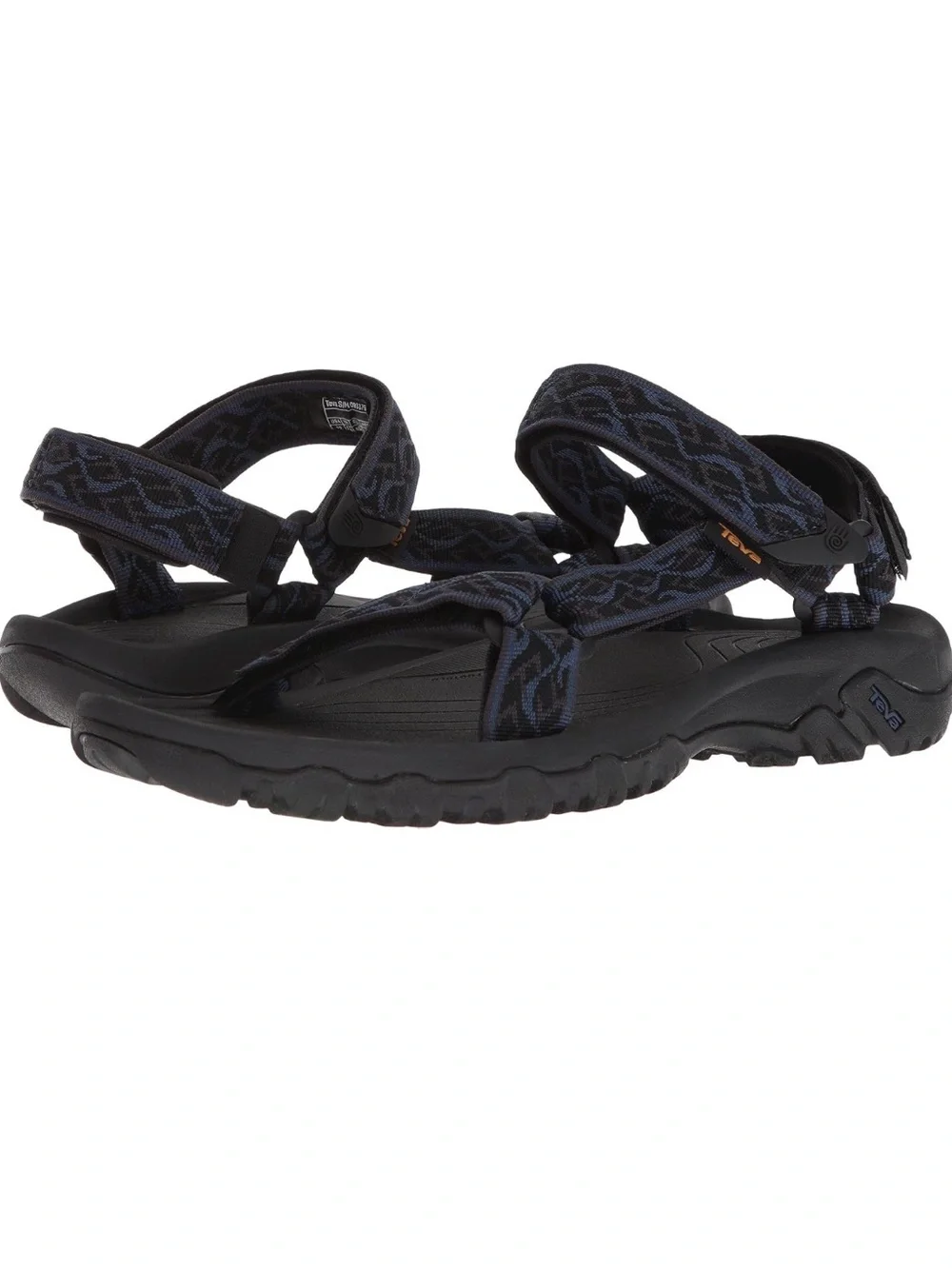 Teva Men's Hurricane 4 Sandals Strappy Outdoor Sandals in Navy/Black Wavy Trail
